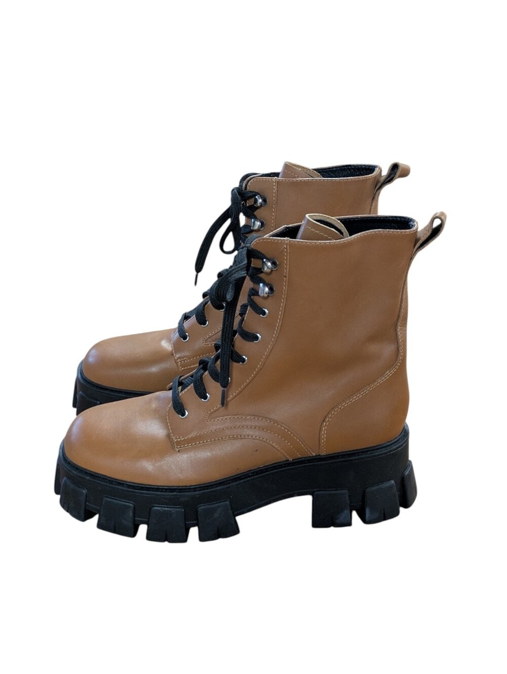 Marc Fisher Happy Lug Sole Combat Boots Cognac Leather Size 9 - Picture 11 of 11